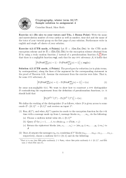 Cryptography, winter term 16/17: Sample solution to assignment 4