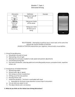 Module 7: Topic 1 Distracted Driving Distractions are anything inside