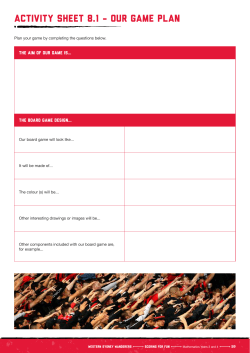 Activity sheet 8.1 - Our game plan