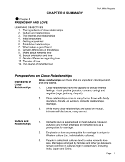 Prof. Millie Roqueta - ISS 1161 Chapter 8 Summary