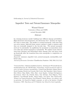 Imperfect Tests and Natural Insurance Monopolies