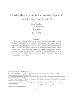 A hidden Markov model for the detection of pure and mixed strategy