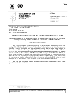 proposed joint work programme between the cbd and ccd on