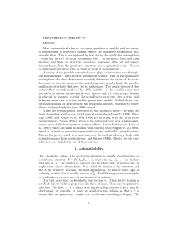 Measurement, theory of - Institute for Mathematical Behavioral