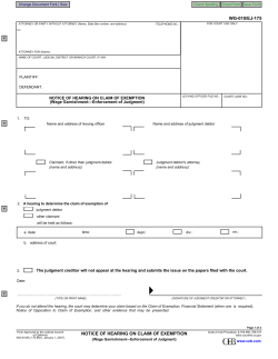 notice of hearing on claim of exemption wg-010/ej-175