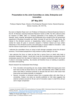 Presentation to the Joint Committee on Jobs, Enterprise and