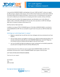 Let`s walk together for type 1 diabetes research Joining our winning