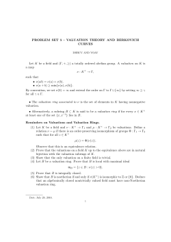 PROBLEM SET 5 - VALUATION THEORY AND BERKOVICH