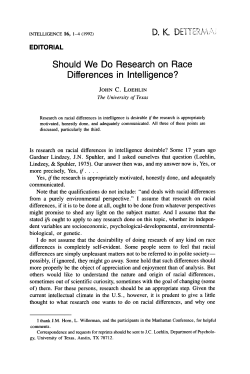 Should We Do Research on Race Differences in Intelligence?