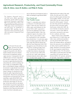 Agricultural Research, Productivity, and Food Commodity Prices