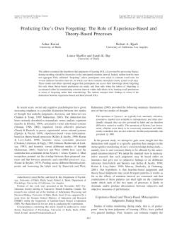 Predicting One`s Own Forgetting: The Role of Experience
