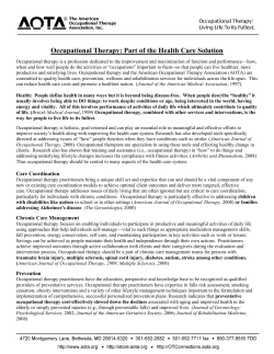 Occupational Therapy: Part of the Health Care Solution