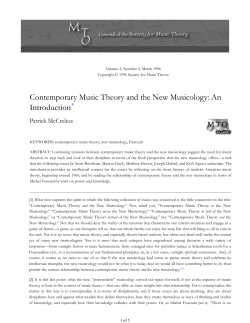 MTO 2.2: McCreless, Contemporary Music Theory and the New