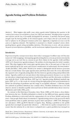 Agenda Setting and Problem Definition