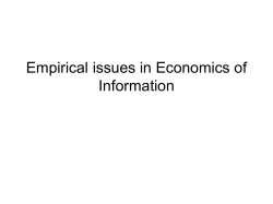 An introduction to the empirical relevance of Information Economics