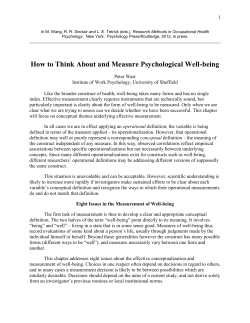 How to Think About and Measure Psychological Well