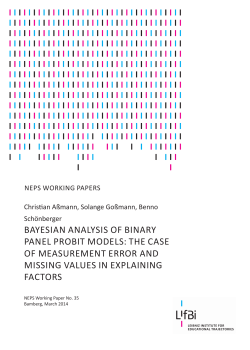BAYESIAN ANALYSIS OF BINARY PANEL PROBIT MODELS: THE