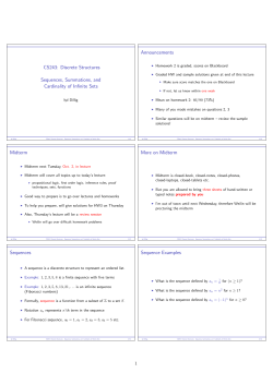 CS243: Discrete Structures Sequences, Summations, and