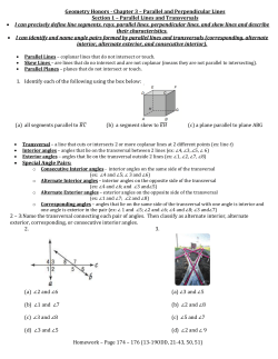 Geometry Honors - Chapter 3 &ndash; Parallel and Perpendicular Lines