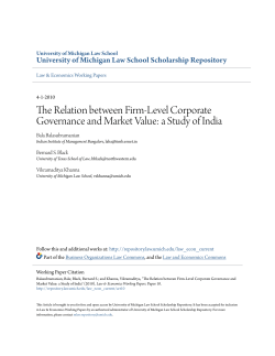 The Relation between Firm-Level Corporate Governance and