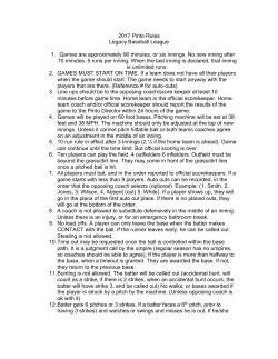 2017 Pinto Rules