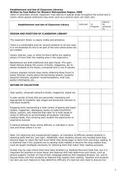 Establishment and Use of Classroom Libraries