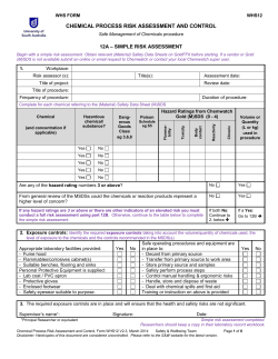OHSW12 - Chemical Process and Risk Assessment Form