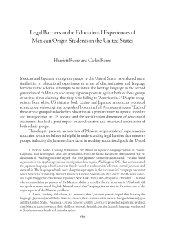 Legal Barriers in the Educational Experiences of Mexican Origin