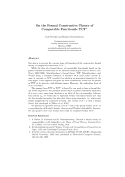On the Formal Constructive Theory of Computable Functionals TCF+