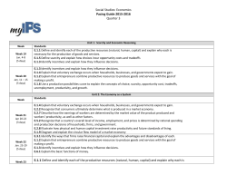Social Studies: Economics Pacing Guide 2015