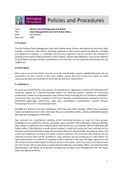 QA123 Event Management and Event Safety Policy