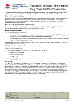 Application for a new (specific purpose) water access licence