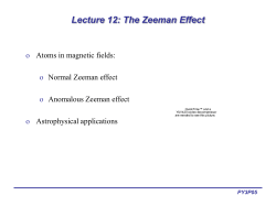 Lecture 12: The Zeeman Effect