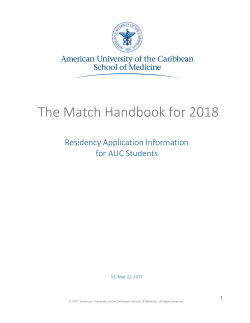The Match Handbook for 2018 - American University of the Caribbean