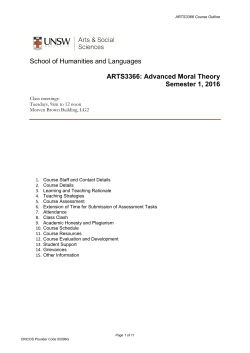ARTS3366 Advanced Moral Theory