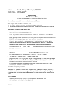 Proof of Debt Instructions