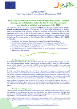 The Joint Action on Nutrition and Physical Activity