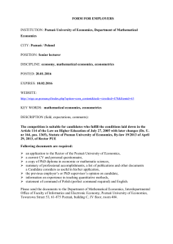 FORM FOR EMPLOYERS INSTITUTION: Poznań University of
