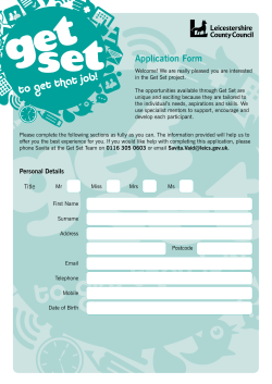 Application form - Get Set Leicestershire