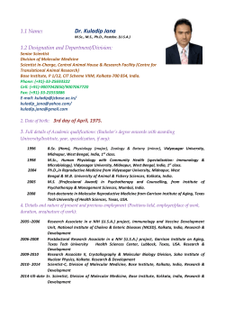 2014-till-date Sr. Scientist, Division of Molecular