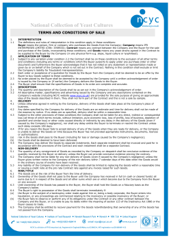 NCYC terms and conditions of sale - National Collection of Yeast