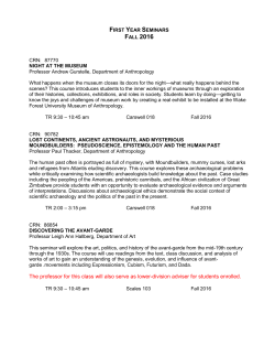 Fall 2016 – First Year Seminar