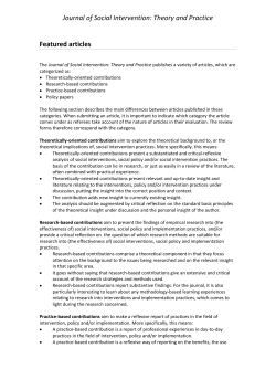 Journal of Social Intervention: Theory and Practice Featured articles