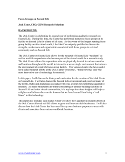 Focus Groups on Second Life - Qualitative Research Consultants