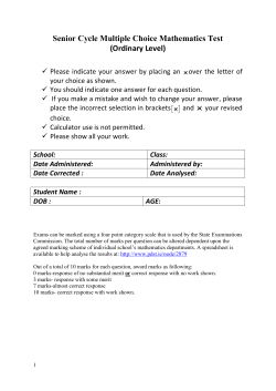 Senior Cycle Maths Competency Test (Ordinary Level)