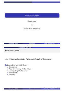 Microeconomics Lecture Outline