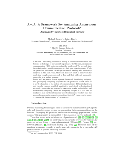 AnoA: A Framework For Analyzing Anonymous Communication