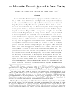 An Information Theoretic Approach to Secret Sharing