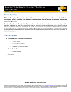 Symantec&trade; Cyber Security: DeepSight&trade; Intelligence
