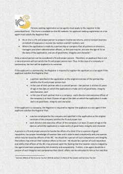 Persons seeking registration as tax agents must apply to the